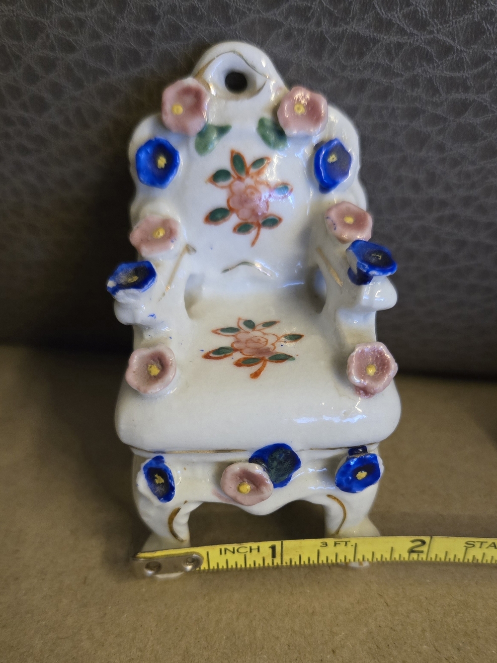 Occupied JAPAN  Vintage Miniature Doll House Furniture Ceramic Chair Perfect